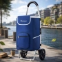 Сгъваема пазарска количка 56 литра Troll03Blue – лека, водоустойчива и стабилна с алуминиева констру, снимка 2