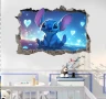 Стич Stitch небе сърца стикер лепенка за стена детска стая самозалепващ, снимка 1