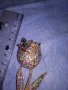 ПОЗЛАТЕНА ФЛОРАЛНА АР НУВО СТИЛ КРИСТАЛНА БРОНЗОВА БРОШКА ЦВЕТЕ / ЛИПСВА й ИГЛАТА! 37035, снимка 11