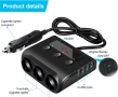  Kingwei адаптер за зареждане за запалка, 4 USB порта, превключвател за iPhone, iPad и др, снимка 2