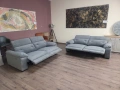 Сив комплект дивани от плат две тройки с ел релакс механизъм, снимка 4