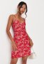 Червена дамска рокля на цветя, снимка 1 - Рокли - 35931009