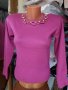 ЛУКСОЗНА блуза фино плетиво в розово с колие, снимка 1
