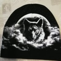 Нови памучни шапки, черни, с картинка  куче, памучна еластична материя, снимка 1 - Шапки, шалове и ръкавици - 42491344