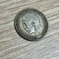 3 пенса 1920 г, Великобритания - сребърна монета, снимка 2 - Нумизматика и бонистика - 42458362