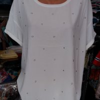 Бяла блуза с кабсички  - размер ХЛ-2ХЛ , снимка 1 - Тениски - 35927918