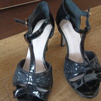 Черни токчета, размер 36 , снимка 1 - Дамски обувки на ток - 44239632