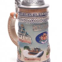 Сувенирна чаша с метално капаче, ГЕРБ на Р. България и знакови забележителности от страната, снимка 2 - Подаръци за юбилей - 37259088