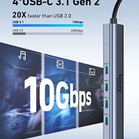 Нов 10Gbps USB C разклонител 5 в 1 USB C хъб с 100W захранване, снимка 9 - Друга електроника - 41762812