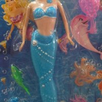 Кукла на русалка с морски животни в син цвят, снимка 1 - Кукли - 40483659