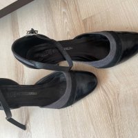 Черно-сиви обувки на среден ток, 36 номер, снимка 3 - Дамски обувки на ток - 35990879