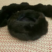 Дамска шапка косъм от норка, шал естествен косъм от заек, снимка 1 - Шапки - 34250495
