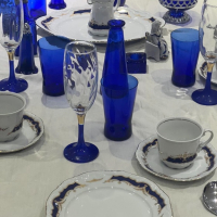 6 броя чаши от синьо стъкло, снимка 4 - Чаши - 44745433