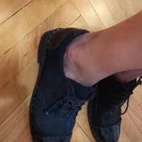 Дамски ежедневни черни обувки от естествена кожа и велур Lavorazione Artigiana - 39 номер, снимка 12 - Дамски ежедневни обувки - 32076921
