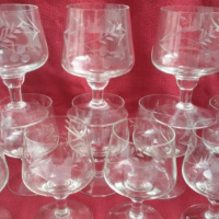 Ретро стъклени чаши гравирани, снимка 5 - Антикварни и старинни предмети - 18918918