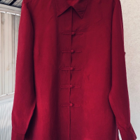 Риза/блуза vintage 100% cupro, цвят малина, снимка 8 - Ризи - 44829409