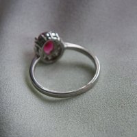 Сребърен пръстен с родолит-гранат и топази, снимка 4 - Пръстени - 39454817