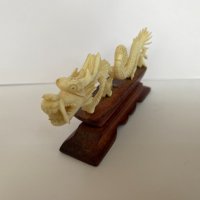 Ръчно гравирана фигура на Дракон от стар Китай период Цин от кост, снимка 3 - Антикварни и старинни предмети - 42020929