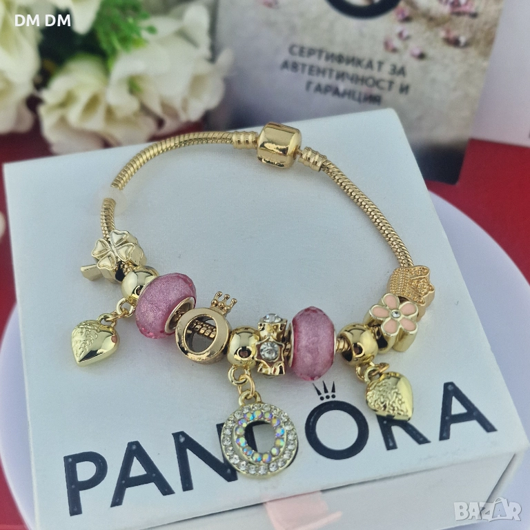 Гривна “Pink Royal Crown” Пандора стил с 18k позлата , снимка 1