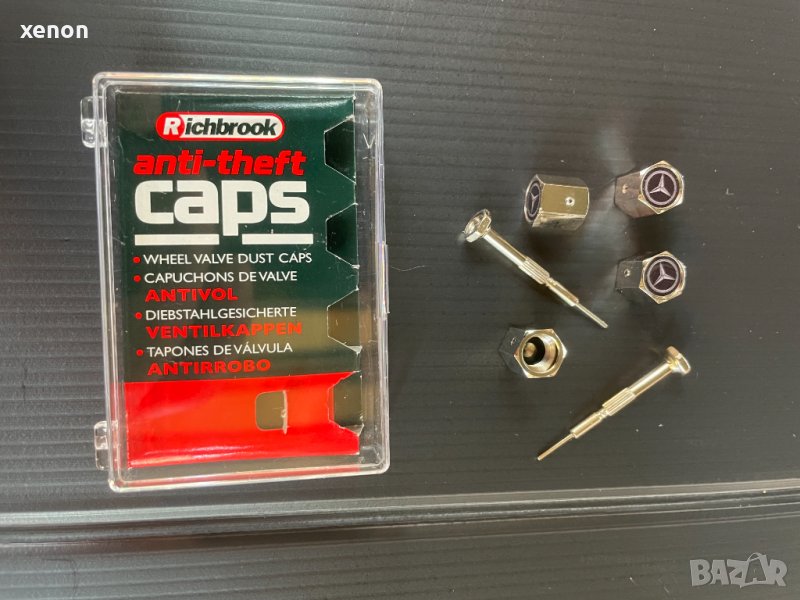Mercedes капачки за винтили със заключване, стоманени, хромирани. Идеална защита срещу кражба!, снимка 1