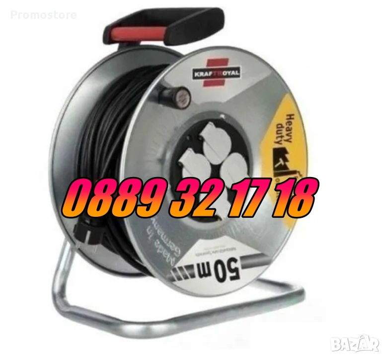 Ел. удължител макара 50 метра с 4 гнезда, снимка 1