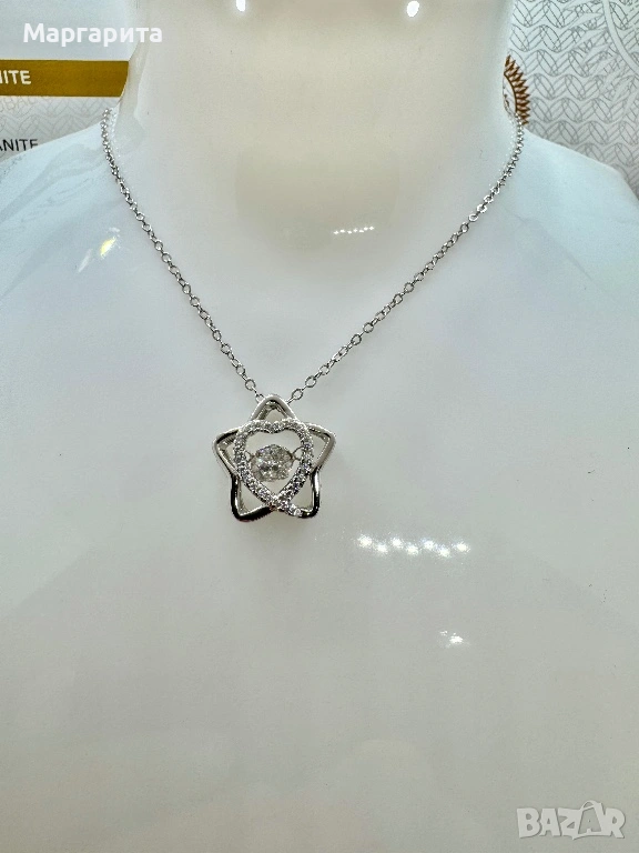 Сребърно колие с мойсанит (диамант) 0.5 катата, снимка 1