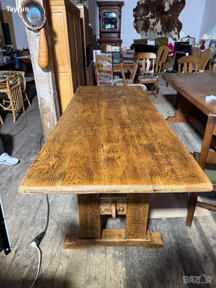 Масивна дъбова маса със столове - Рустик стил, снимка 1