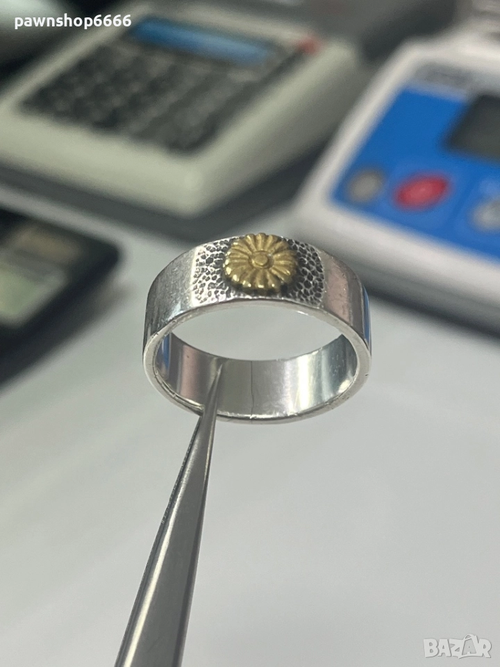 Сребърен пръстен сребро 925 с месинг , снимка 1