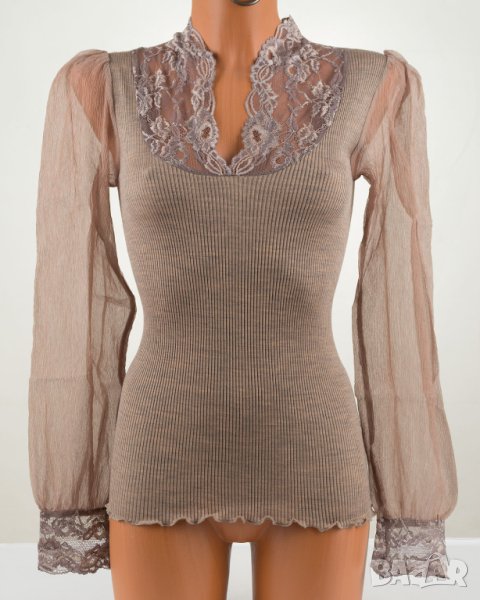 Дамска блуза в пясъчен нюанс вълна и микрофибър марка Bona Dea - S, снимка 1