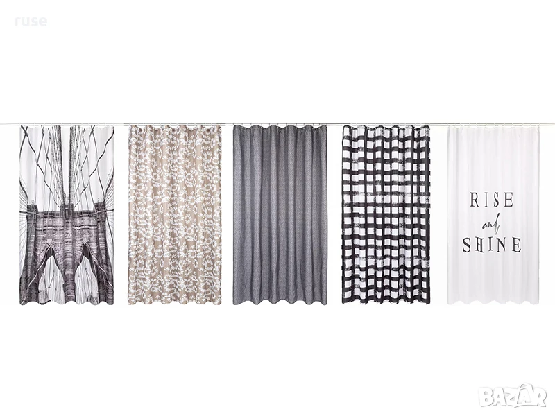 НОВИ! Завеса за баня текстил 180х200см различни модели, снимка 1