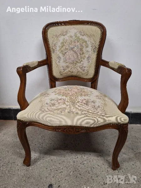 Винтидж кресло Луи XV с богата дърворезба , снимка 1