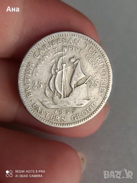 25 цента -1955г- Британски карибски територия

, снимка 1
