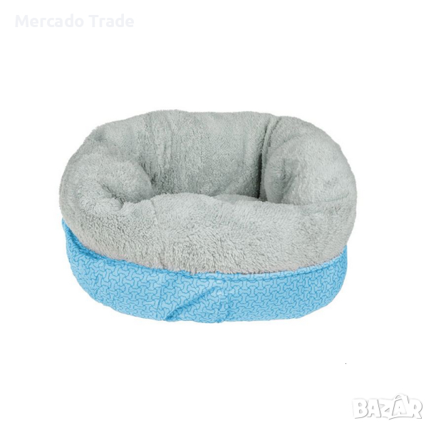 Легло кръгло Mercado Trade, За кучета, С пухкава козина, 50см., Син, снимка 1