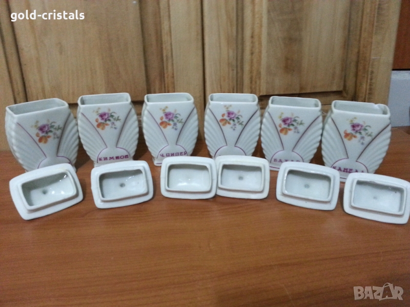 Стар български порцелан бурканчета за подправки, снимка 1