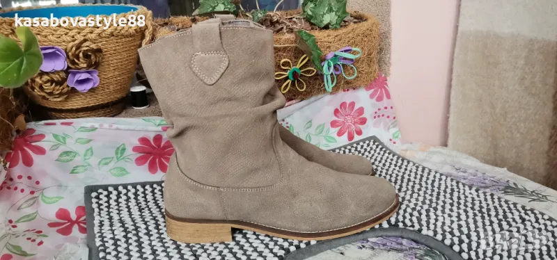 Боти с набран ефект  Basics 40.5н.Естествена кожа , снимка 1