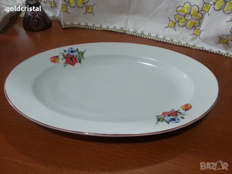 Стар български порцелан плато елипса , снимка 1