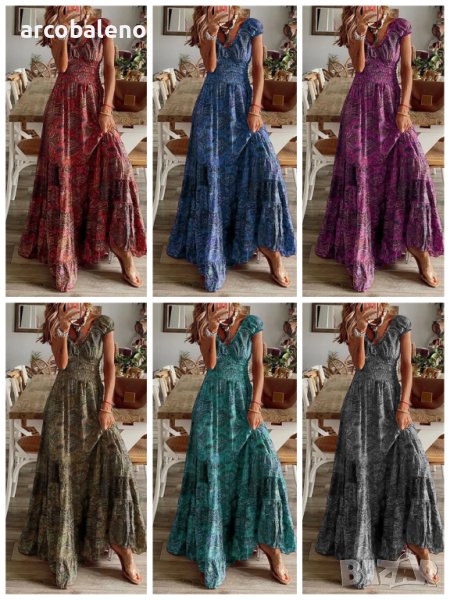 Голяма дамска люлееща се рокля в бохемски стил, 6цвята, снимка 1