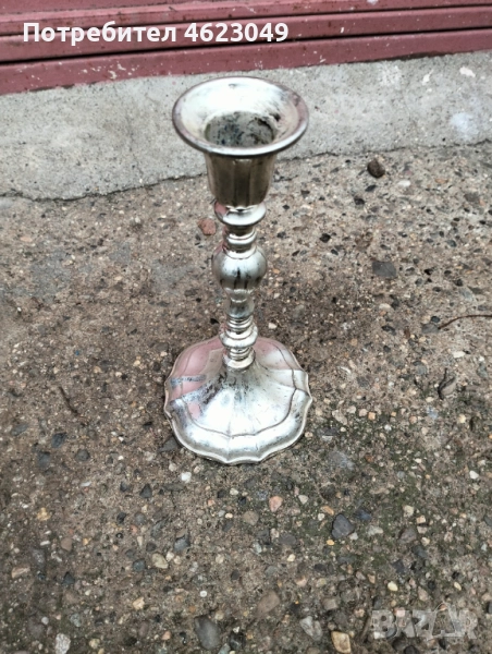 Посребрен свещник с маркировка, снимка 1