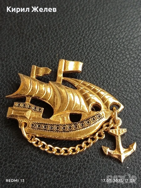 Красива значка кораб с котва ⚓ перфектно състояние за КОЛЕКЦИЯ 80703, снимка 1