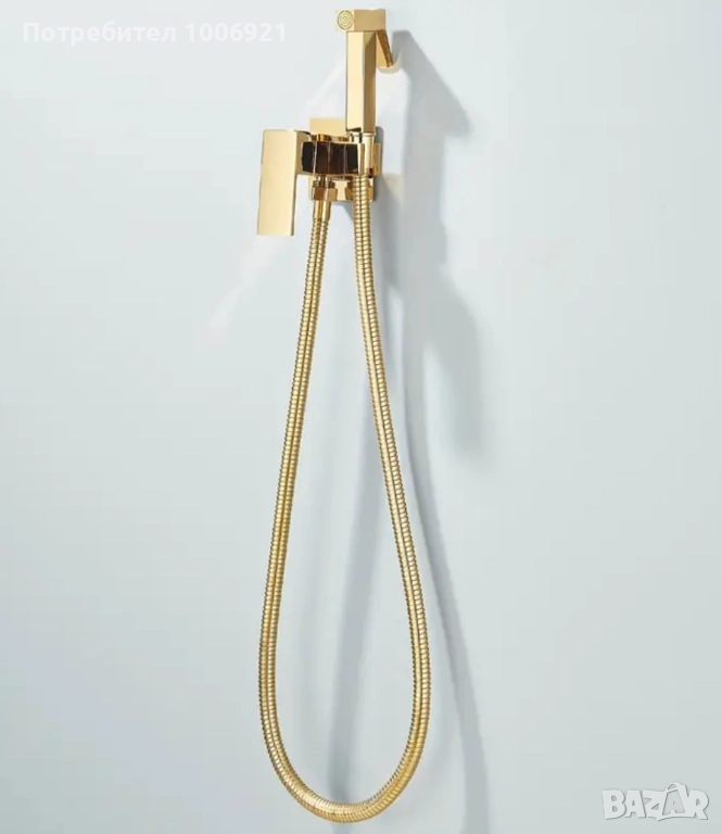 Интимен, златен хигиенен душ за вграждане квадратен злато, снимка 1