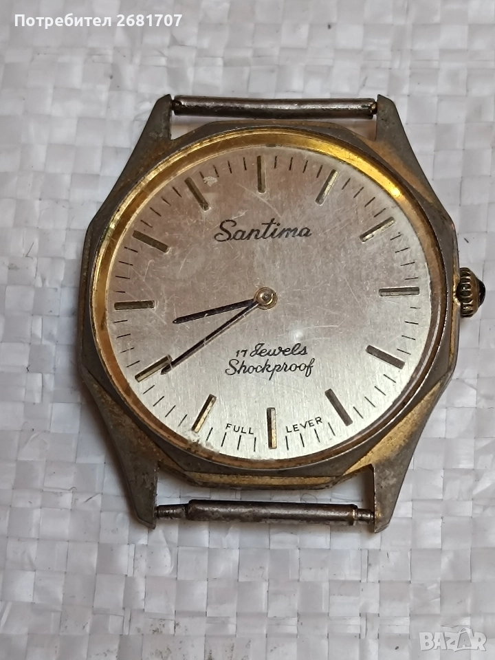 позлатен мъжки часовник Santima, снимка 1