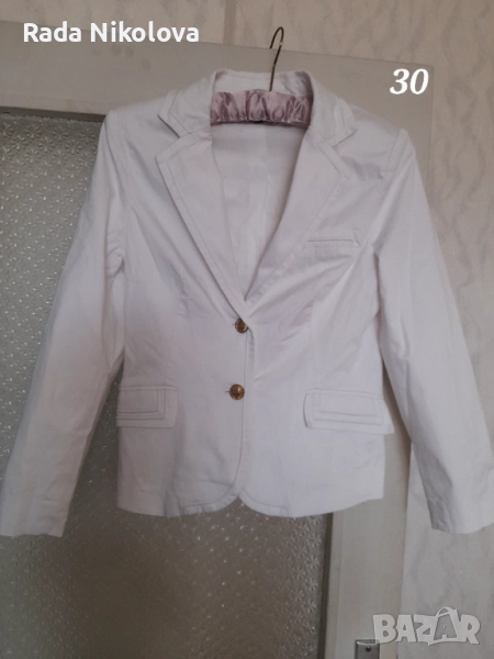 Дамско дънково бяло сако , снимка 1