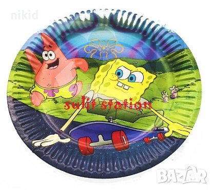Спондж боб Спонджбоб Sponge Bob 10 бр парти чинии чинийки, снимка 1