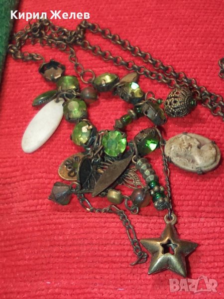 РЕТРО ОГЪРЛИЦА с КАМЕЯ ОЛИВИН СЕДЕФ БРОНЗОВ ВИНТИДЖ ГЕРДАН 4965, снимка 1