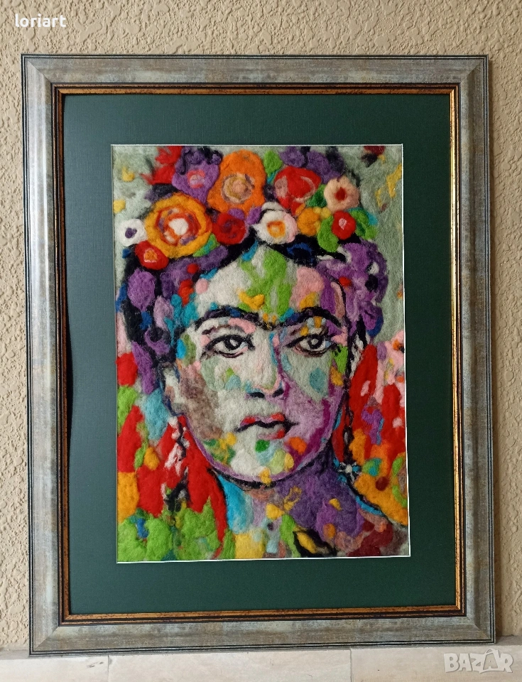 Фрида Кало/вълнена живопис/плъст, снимка 1