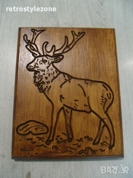 № 8074 старо дървено пано   - резбовани орнаменти   - размер - 31 / 24,5 см, снимка 1