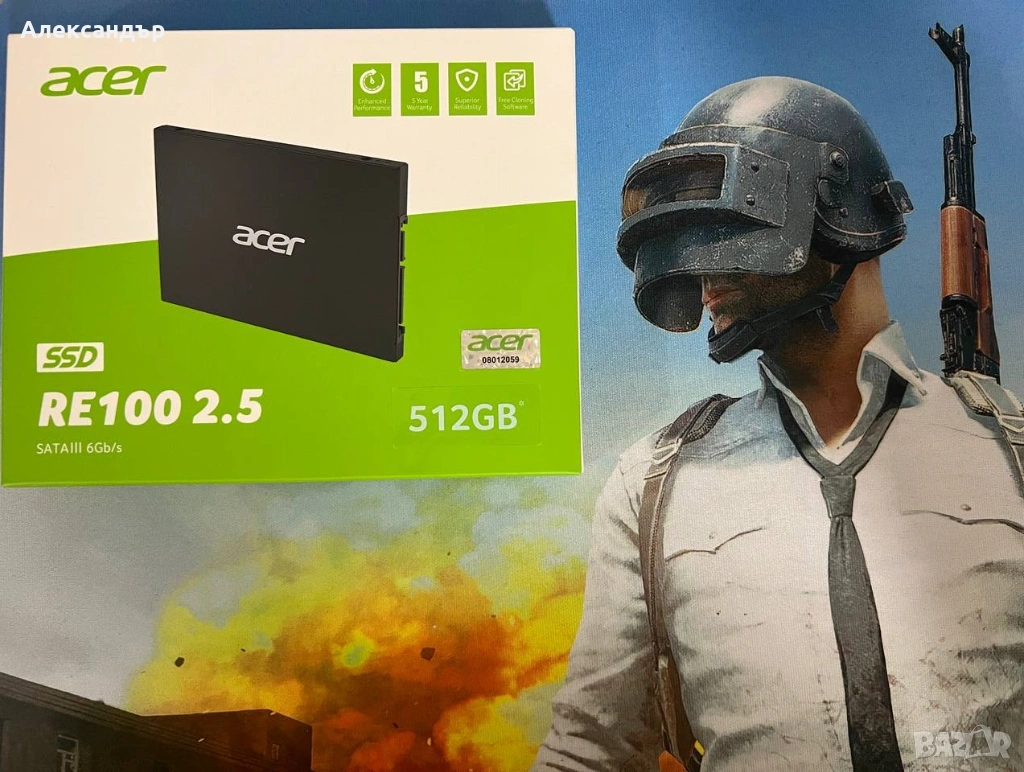 Продавам чисто ново SSD 512GB Acer RE100 2.5 SATA 3, снимка 1