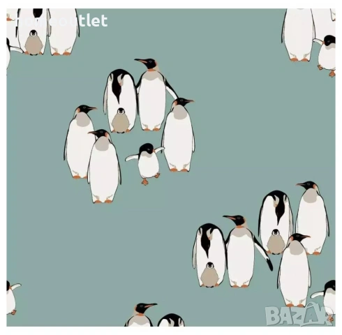 ПРОМОЦИЯ Многофункционален дамски шал в тюркоазен нюанс с принт на пингвини PEONY P-4223 DUCK EGG, снимка 2 - Шалове - 53707112