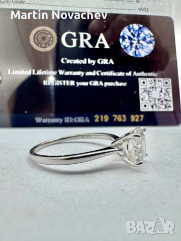 Сребърен пръстен с мойсанит (Диамант) 2 карата, снимка 6 - Пръстени - 51782457