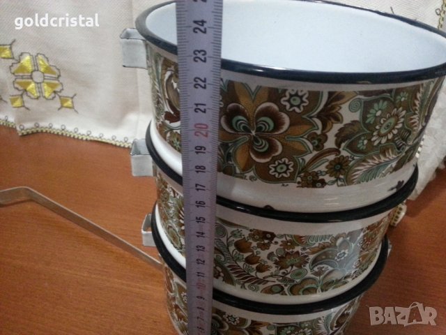 Емайлиран съд шарка кашмир , снимка 3 - Антикварни и старинни предмети - 41846535